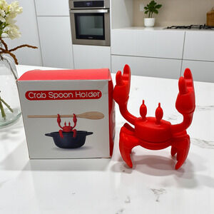 NEW Red Crab Novelty Silicone Spoon Utensil Holder Steam Releaser Sebastian NIB